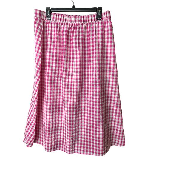 isaac‎ Mizrahi Pink/white Gingham A-line Skirt Sz 12 - Picture 2 of 8